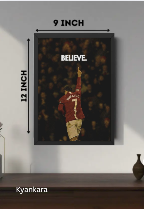 Cristiano Ronaldo CR7 A4 Wall Frame | HD Football Poster | Premium Room Decor for Kids & Adults | Sports Wall Art for Bedroom & Living Room