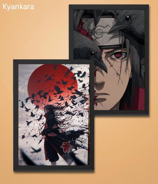 Itachi Uchiha Anime Wall Frame Combo (Set of 2) | A4(9inch * 12inch) Size Acrylic Glass Frames | Aesthetic Akatsuki Wall Art for Room & Office Decor
