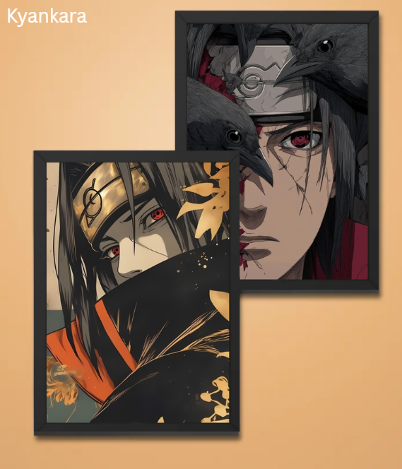 Itachi Uchiha Anime Wall Frame Combo (Set of 2) | A4(9inch * 12inch) Size Acrylic Glass Frames | Aesthetic Akatsuki Wall Art for Room & Office Decor