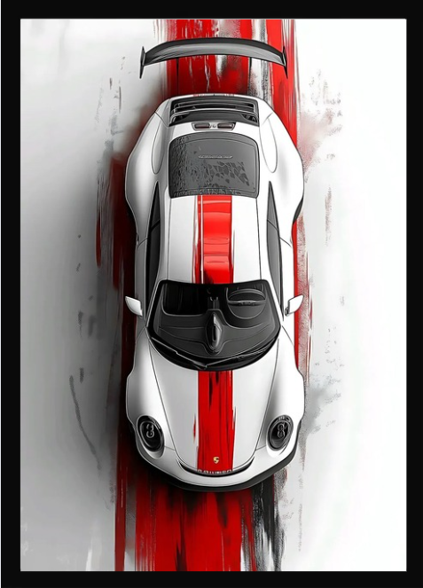 Premium Porsche Sports Car Aesthetic Wall Frame A4 Size | Luxury Room Decor for Boys, Study & Gaming Setup