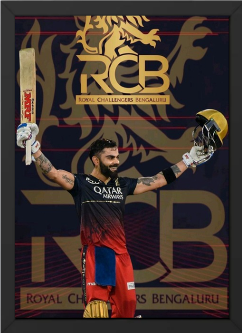 Virat Kohli Wall Frame | King Kohli Cricket Poster | A4 Size Aesthetic Wall Art for Room & Office Decor
