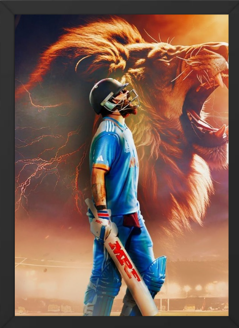 Virat Kohli Motivational Wall Frame | A4 Unbreakable Acrylic Glass Frame for Cricket Lovers
