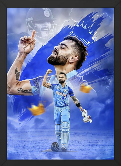 Virat Kohli Inspirational Quote Frame | A4 Cricket Wall Decor for Fans & Teenagers