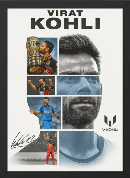 Cricket Legend Virat Kohli Wall Art | Premium A4 Frame for Home, Office & Sports Room Decor