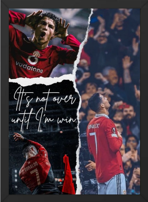 Cristiano Ronaldo CR7 A4 Wall Frame | HD Football Poster | Premium Room Decor for Kids & Adults | Sports Wall Art for Bedroom & Living Room