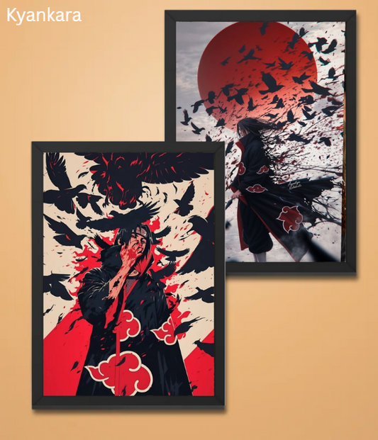 Itachi Uchiha Anime Wall Frame Combo (Set of 2) | A4(9inch * 12inch) Size Acrylic Glass Frames | Aesthetic Akatsuki Wall Art for Room & Office Decor