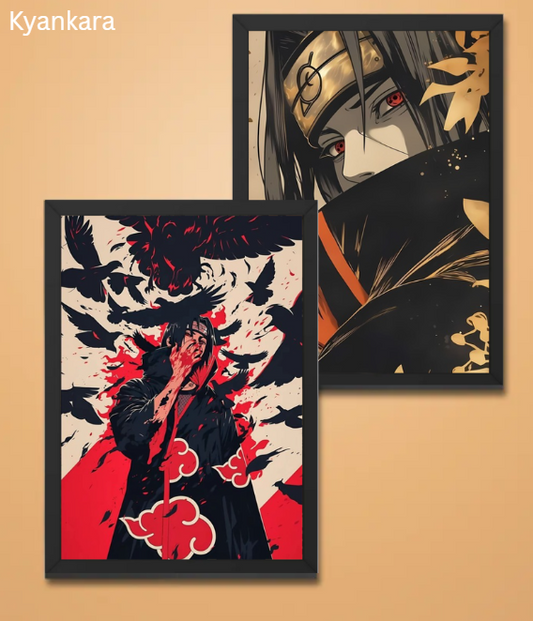 Itachi Uchiha Anime Wall Frame Combo (Set of 2) | A4(9inch * 12inch) Size Acrylic Glass Frames | Aesthetic Akatsuki Wall Art for Room & Office Decor