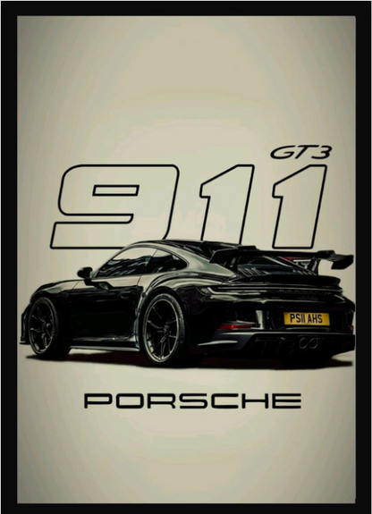 Premium Porsche Sports Car Aesthetic Wall Frame A4 Size | Luxury Room Decor for Boys, Study & Gaming Setup