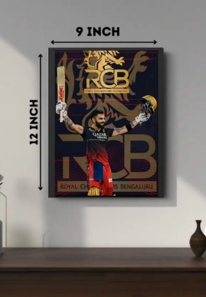 Virat Kohli Wall Frame | King Kohli Cricket Poster | A4 Size Aesthetic Wall Art for Room & Office Decor