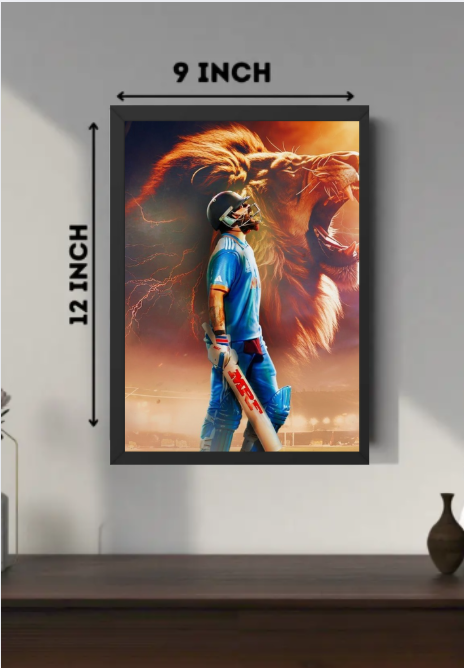 Virat Kohli Motivational Wall Frame | A4 Unbreakable Acrylic Glass Frame for Cricket Lovers