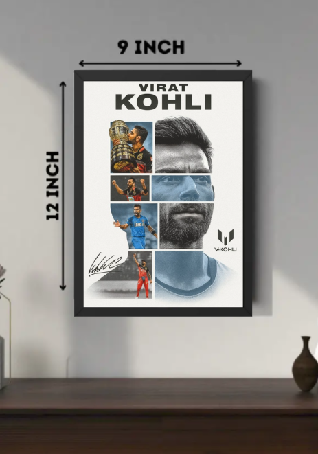 Cricket Legend Virat Kohli Wall Art | Premium A4 Frame for Home, Office & Sports Room Decor