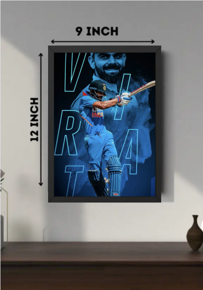 Virat Kohli Photo Frame for Wall | Stylish Cricket Aesthetic Frame for Living Room & Study Room