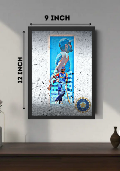 King Kohli Cricket Fan Wall Frame | Premium HD Print in Acrylic Frame | Gift for Cricket Lovers