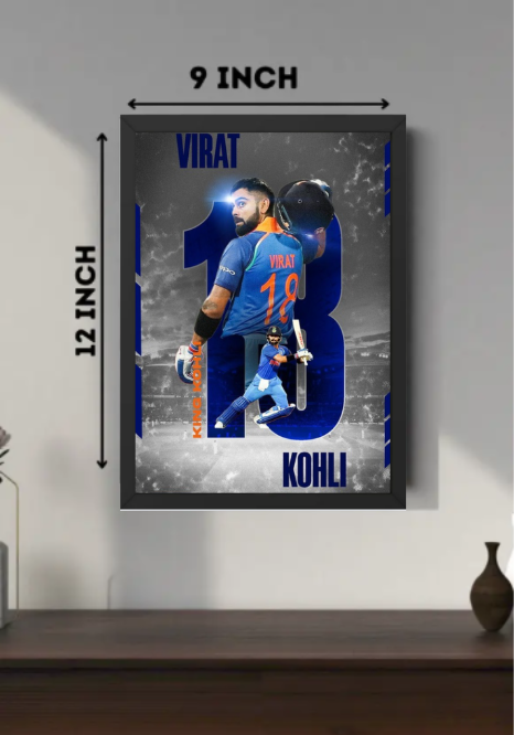 Virat Kohli Iconic Wall Frame | A4 Size Cricket Artwork | Perfect Gift for Friends & Sports Fans