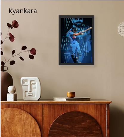 Virat Kohli Photo Frame for Wall | Stylish Cricket Aesthetic Frame for Living Room & Study Room