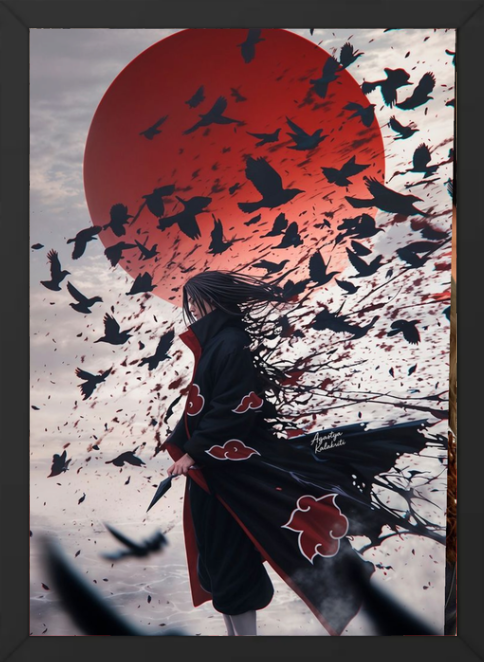 Itachi Uchiha Anime Wall Frame Combo (Set of 2) | A4(9inch * 12inch) Size Acrylic Glass Frames | Aesthetic Akatsuki Wall Art for Room & Office Decor