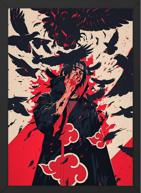 Itachi Uchiha Anime Wall Frame Combo (Set of 2) | A4(9inch * 12inch) Size Acrylic Glass Frames | Aesthetic Akatsuki Wall Art for Room & Office Decor